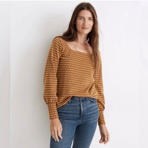 Madewell floral jacquard square neck top